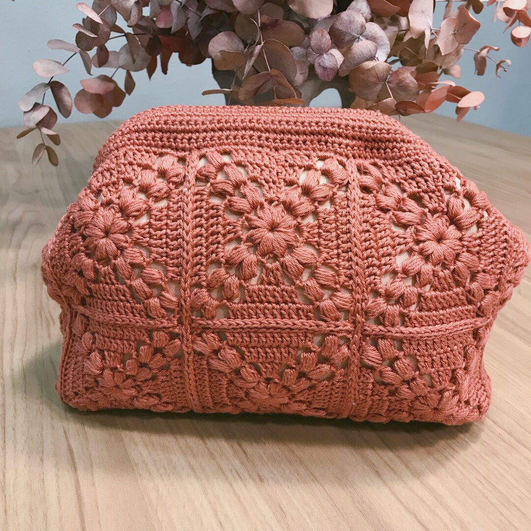 Kit neceser granny crochet teja